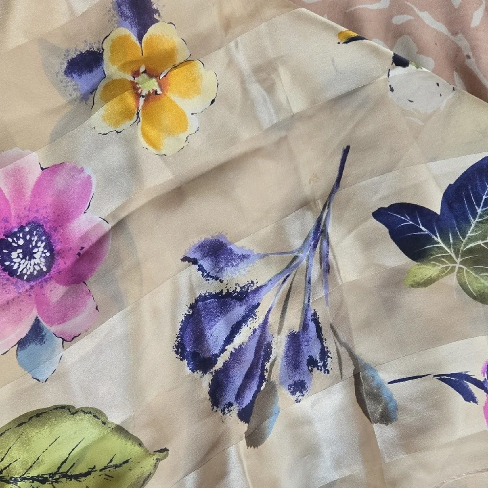 Silk Echo Floral Print Scarf Lightweight Soft‎